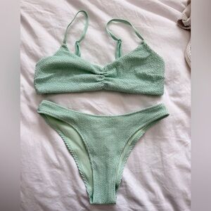 H&M Mint Green Textured Scrunch Bikini Set